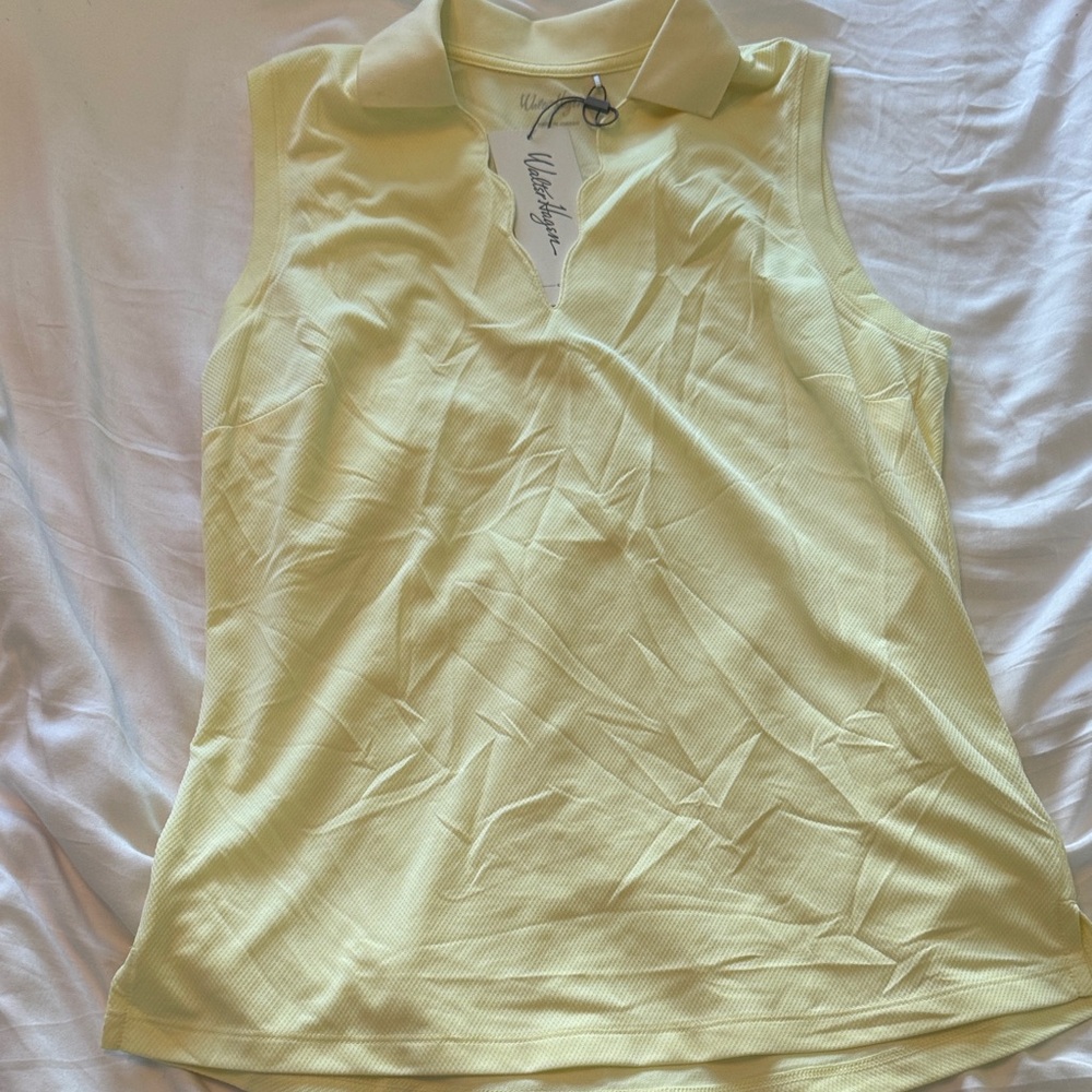 Walter Hagen Pale Yellow Collared Tank Top